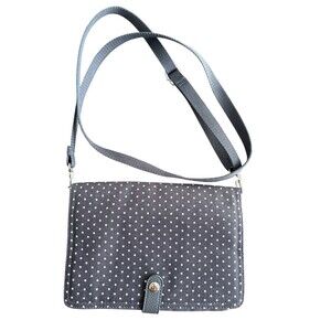 Thirty-One 31 Double Up Crossbody Purse Charcoal Gray Swiss Dot City NWOT